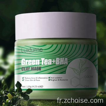 masque de boue d&#39;argile pour le visage anti-acné au thé vert